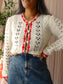 Maje Paris pompom embellished open knit cardigan ecru