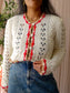 Maje Paris pompom embellished open knit cardigan ecru