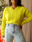 Maje Paris cashmere cable knit pullover bright yellow