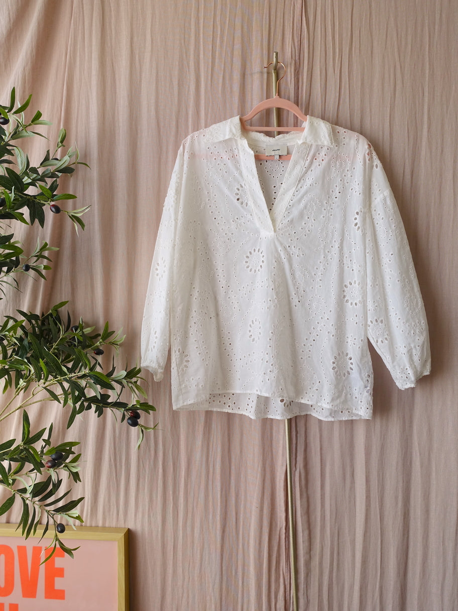 Shoeby broderie loose fit blouse cloud white