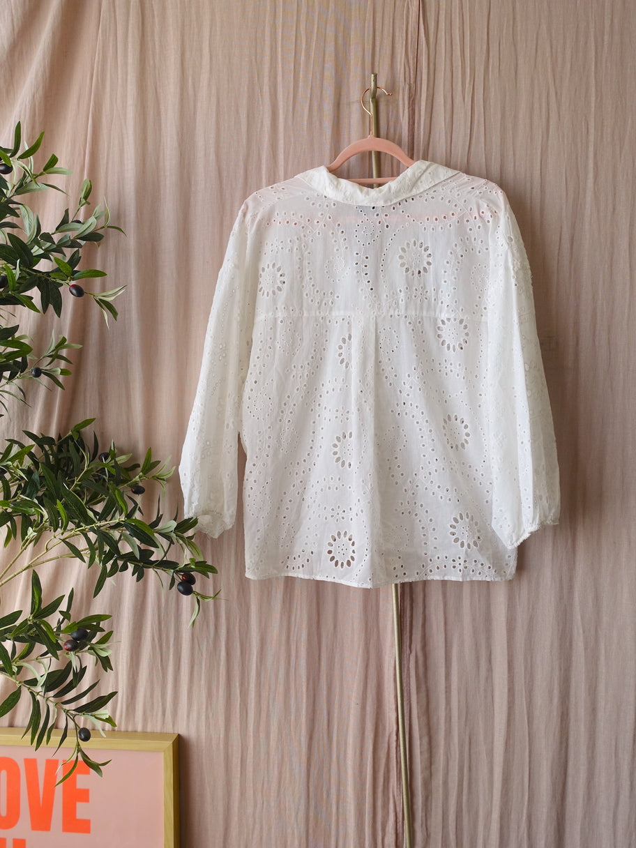 Shoeby broderie loose fit blouse cloud white