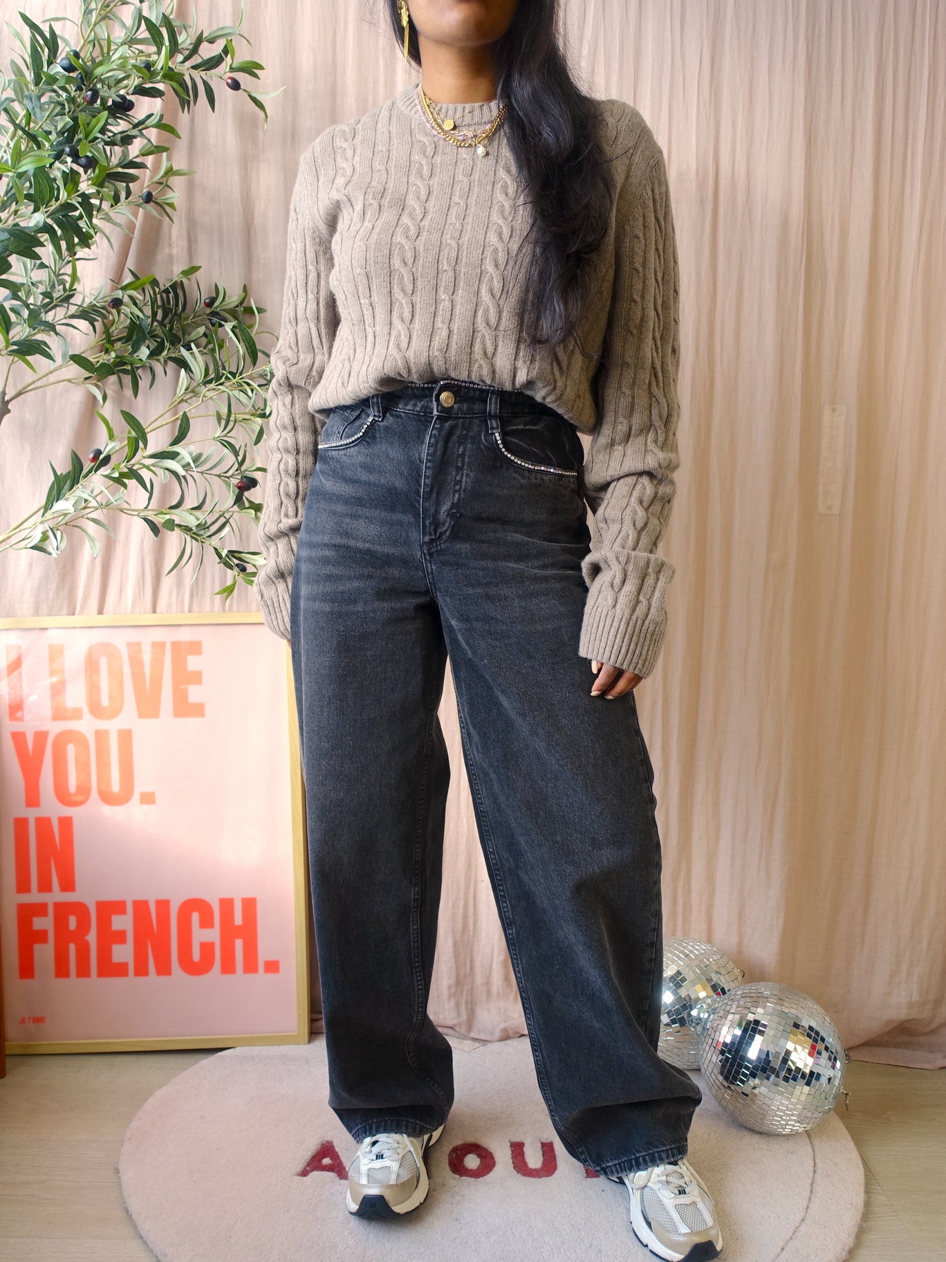 Hugo Boss cashmereblend cable knit taupe greige