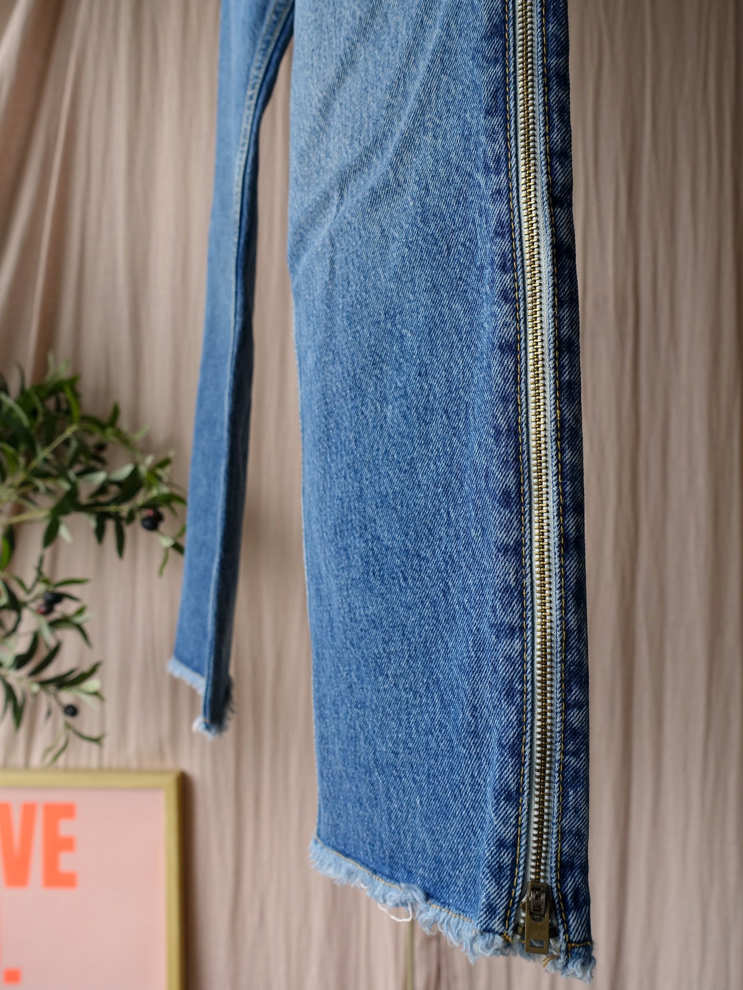Maje cropped straight pima zip denim