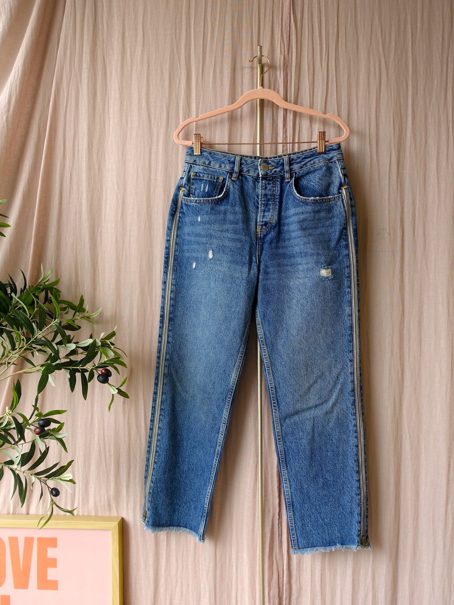 Maje cropped straight pima zip denim