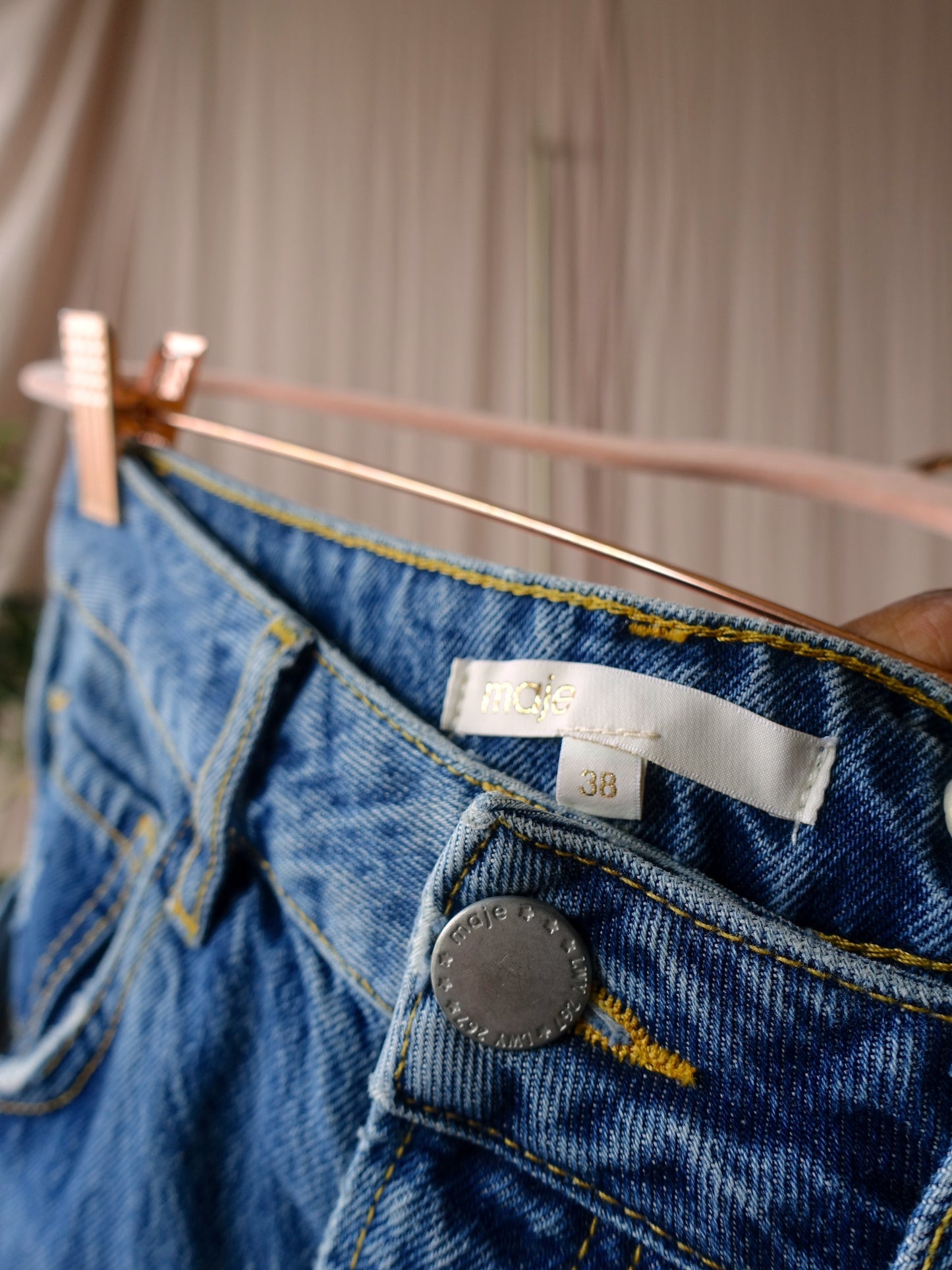 Maje cropped straight pima zip denim