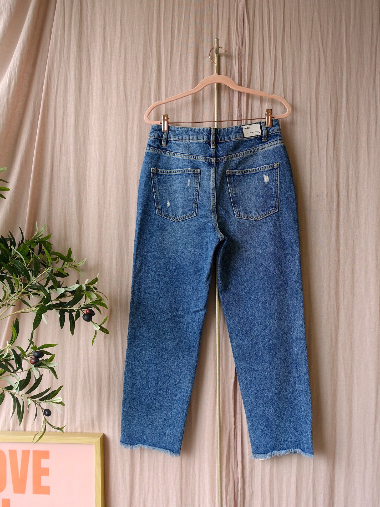 Maje cropped straight pima zip denim