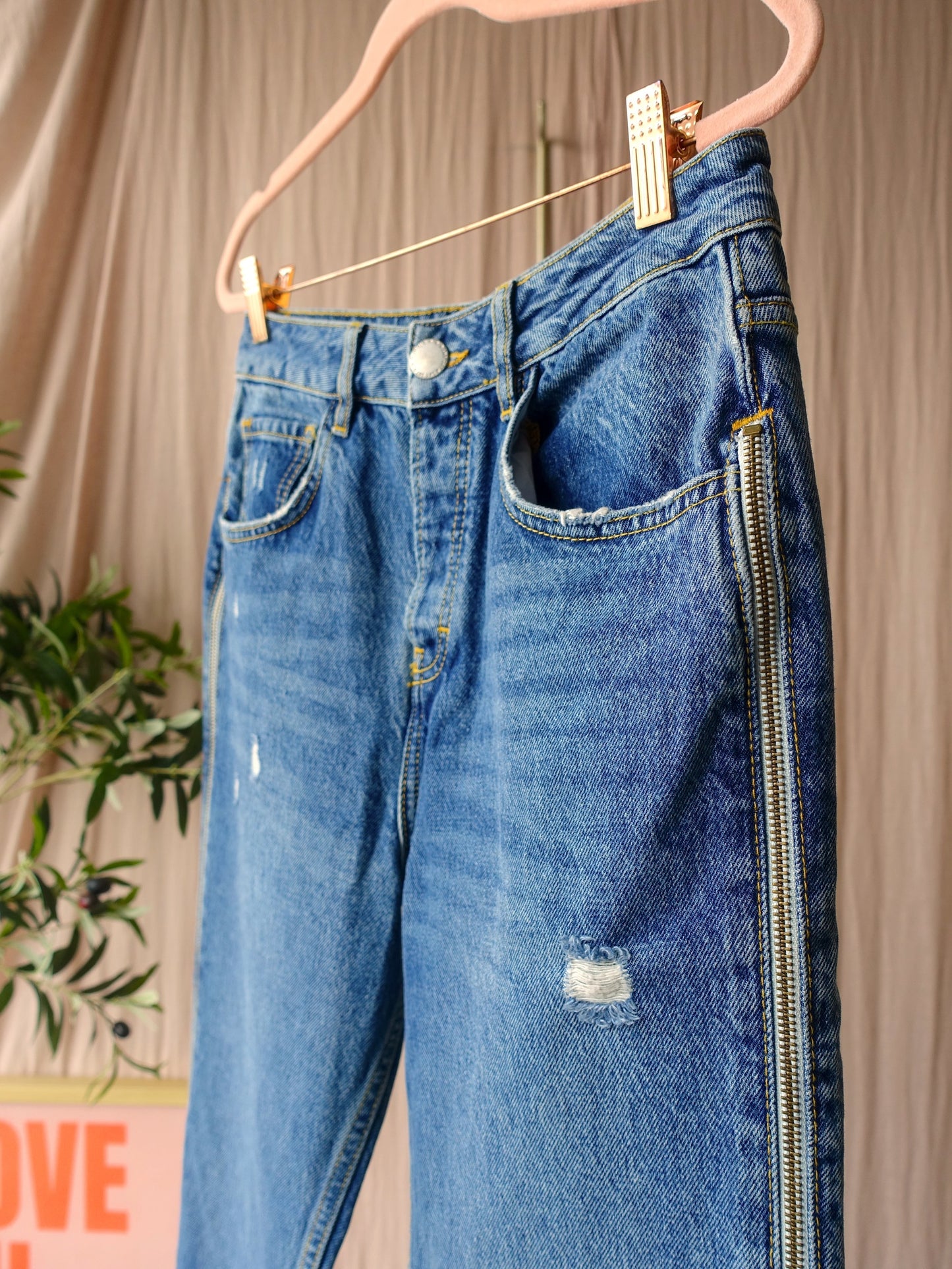 Maje cropped straight pima zip denim
