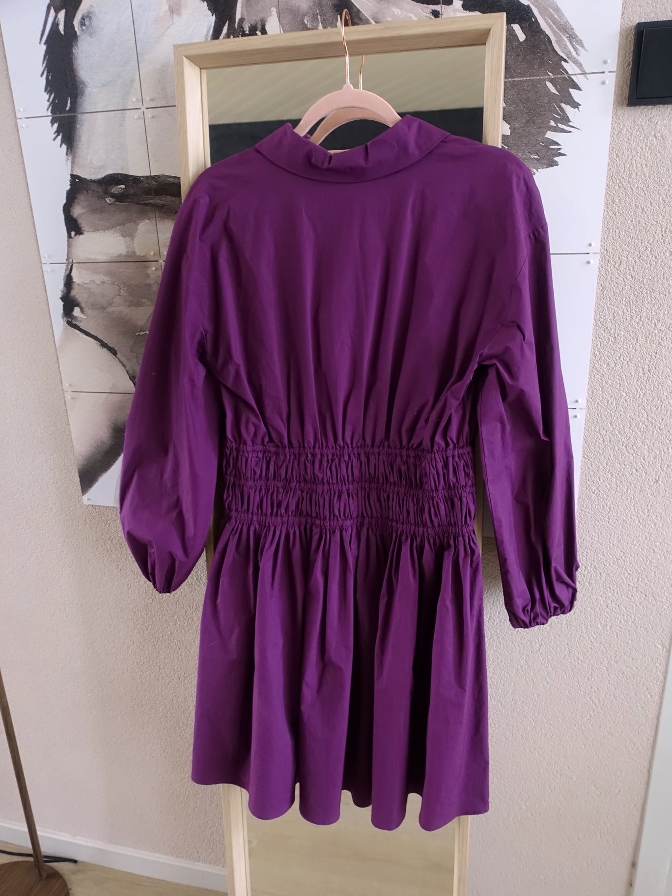 Maje rianor poplin cotton jurk dark purple