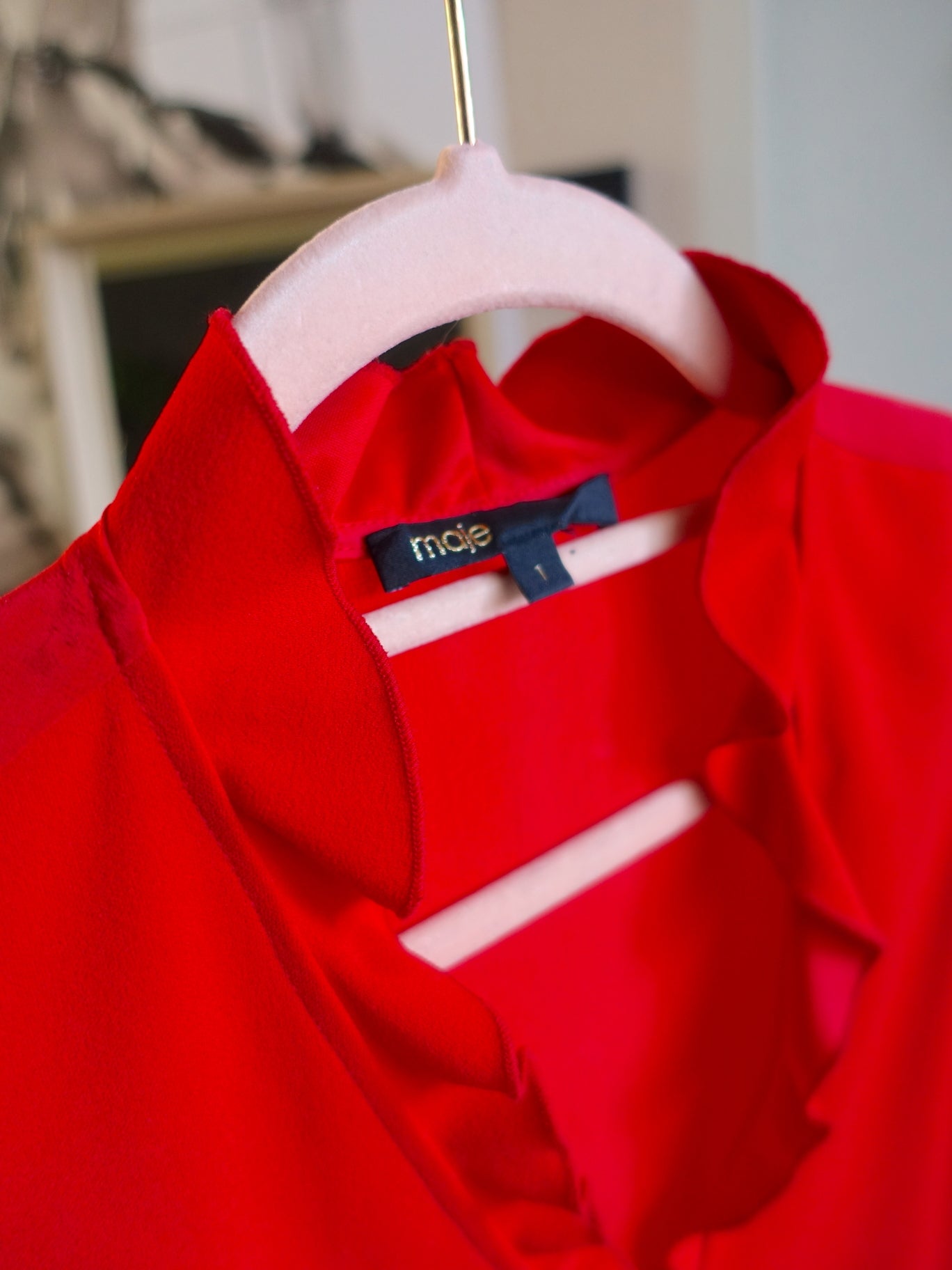 Maje silkblend ruches top scarlet