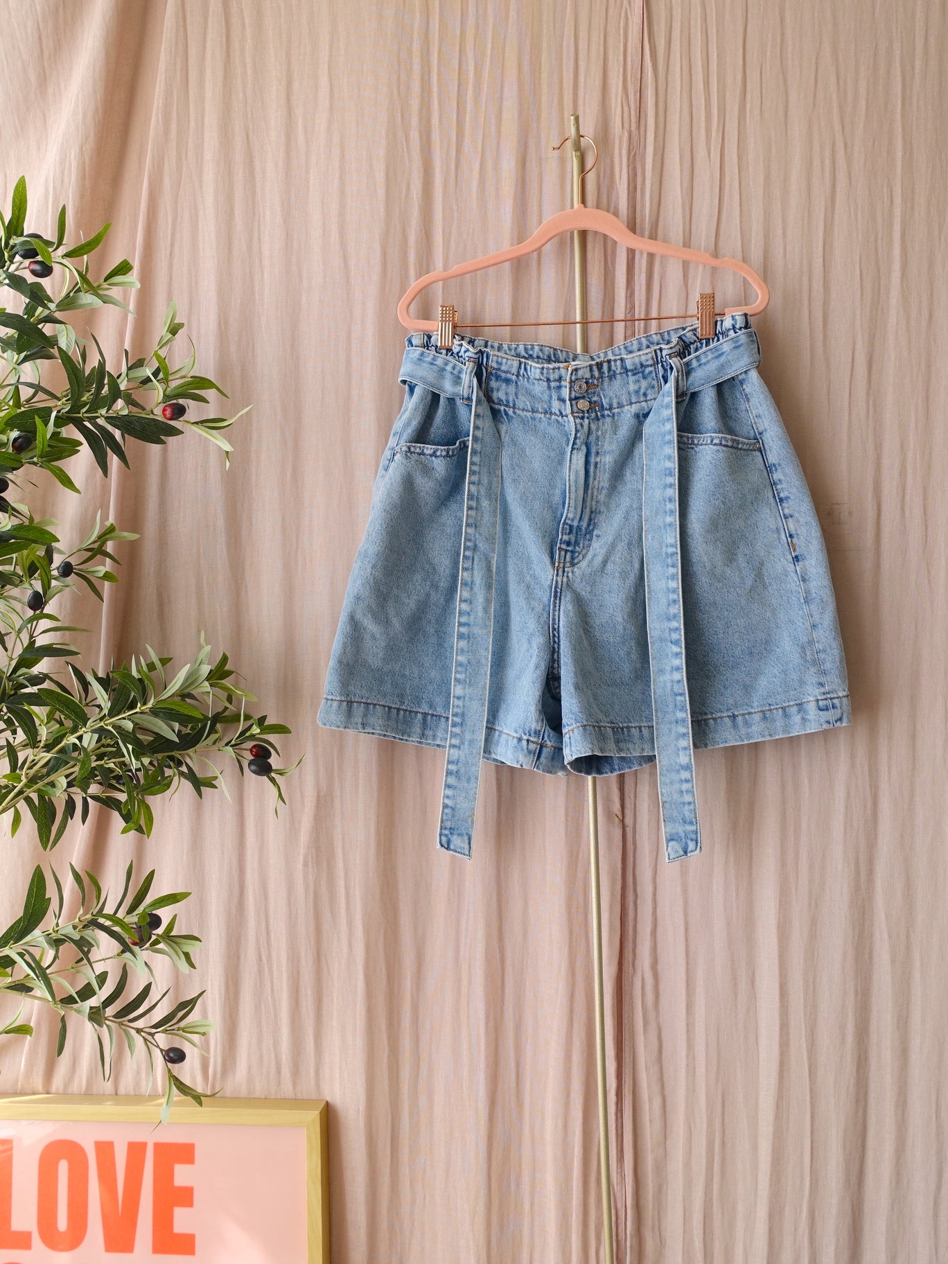 Mango Ares paperbag denim shorts