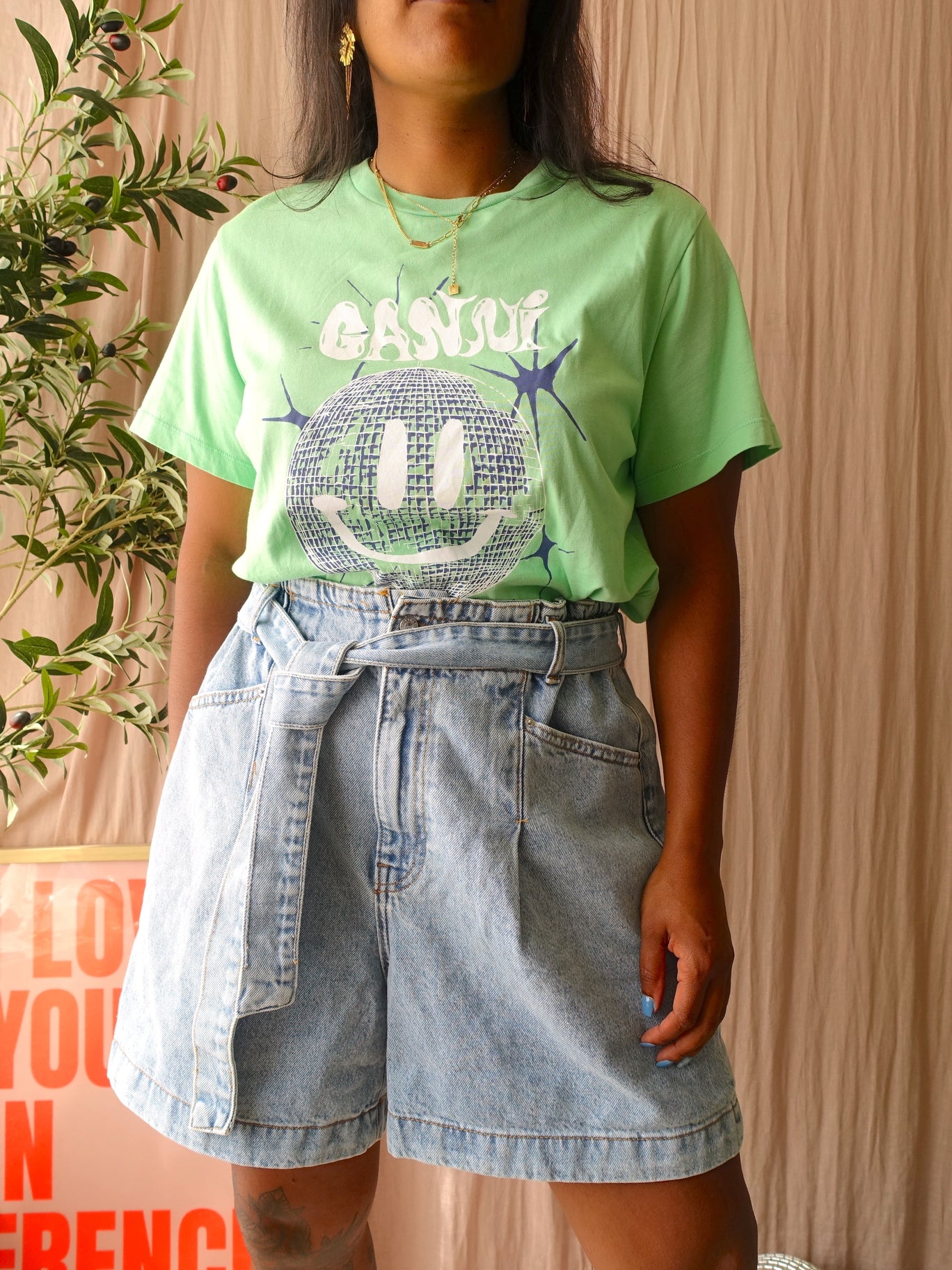 Mango Ares paperbag denim shorts