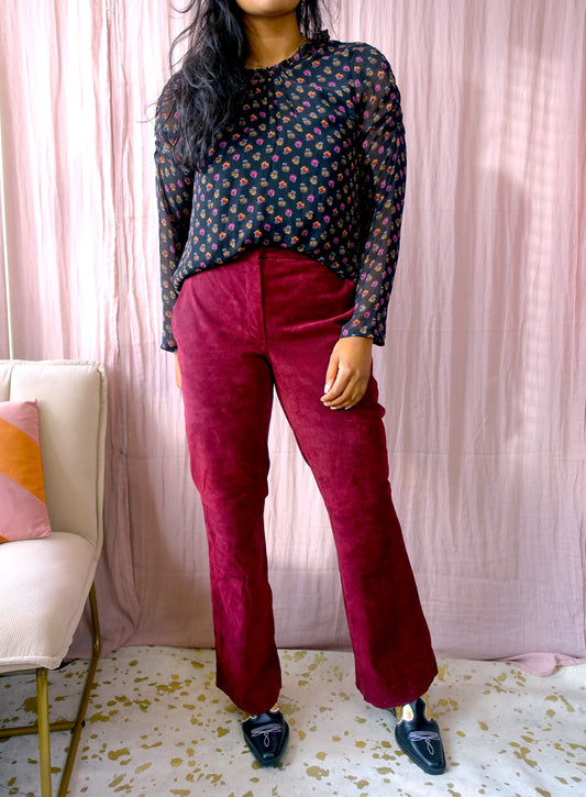 Suede bohemian flared bordeaux