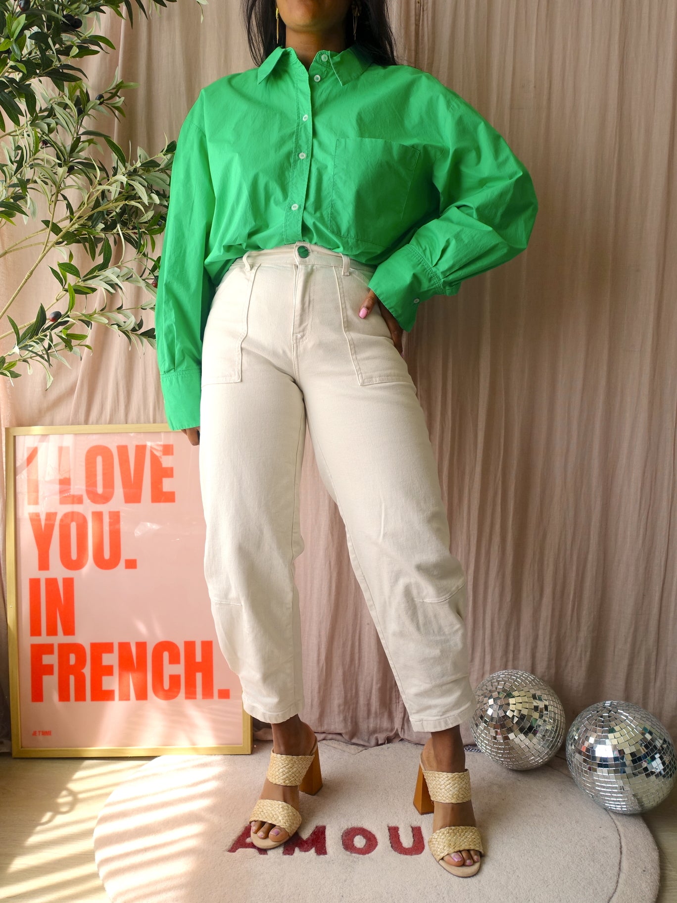 Mango oversized popeline shirt jelly bean