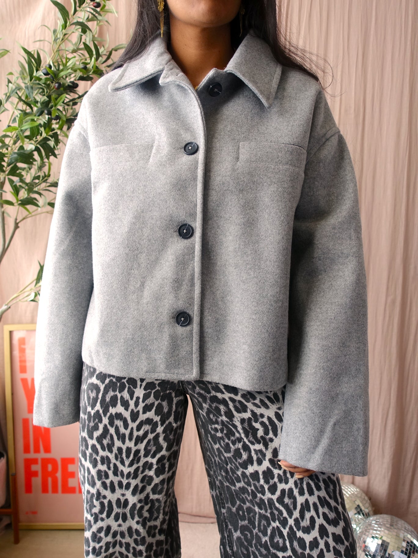 Mango the perfect in-between shacket silver grey