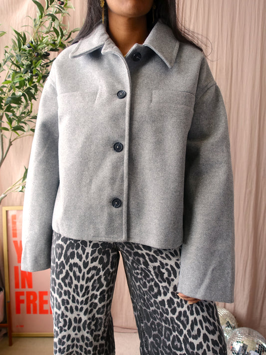 Mango the perfect in-between shacket silver grey