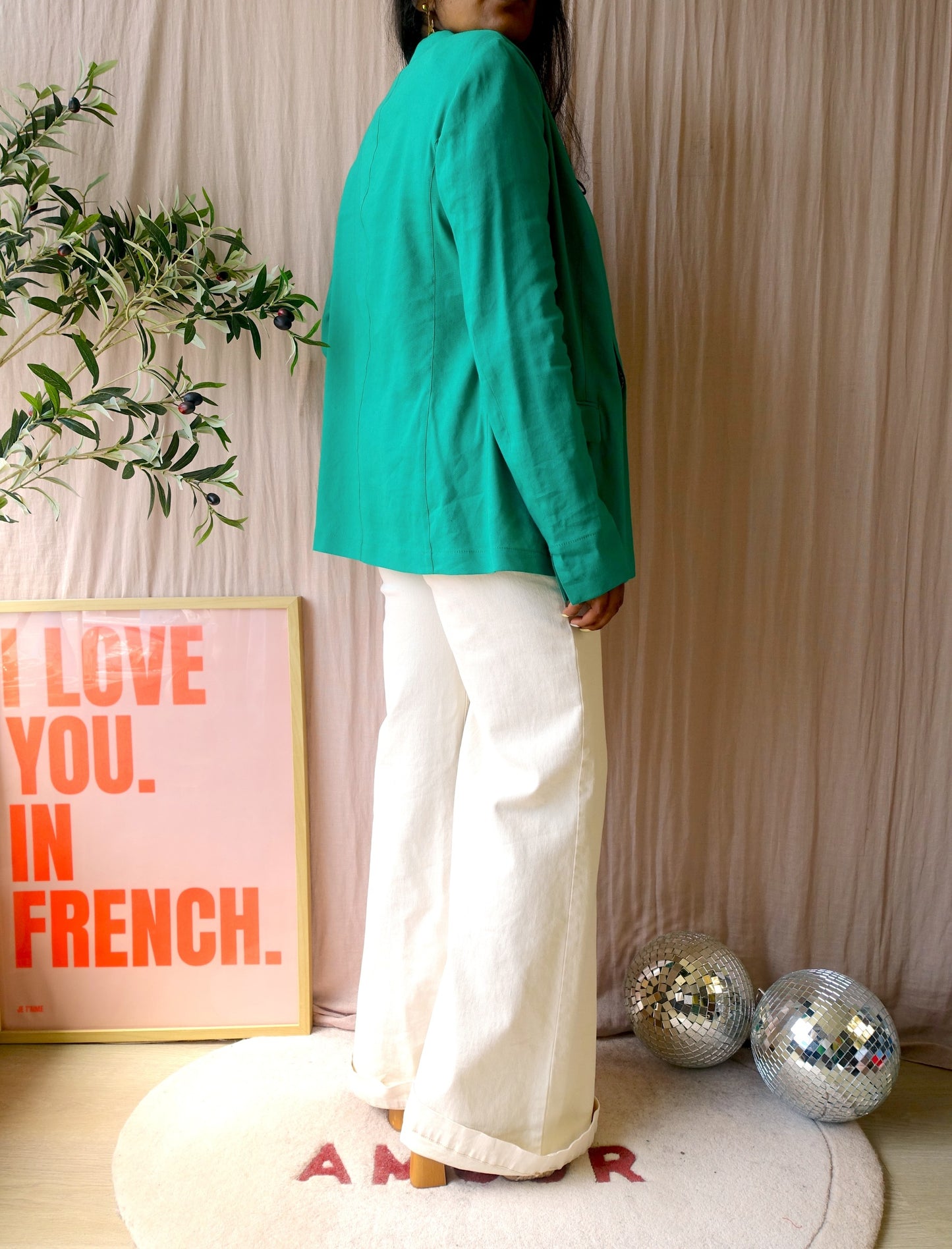 Marc Cain premium linnenmix blazer court green