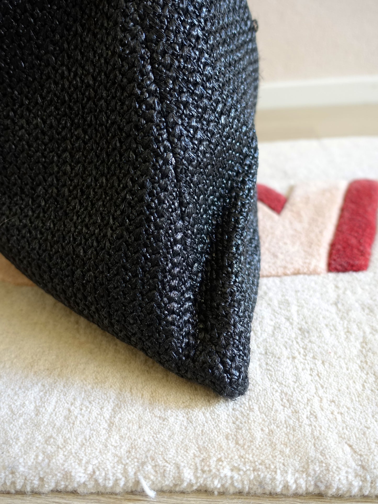 Marc O'Polo raffia tas met lederen details jet black