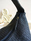 Marc O'Polo raffia tas met lederen details jet black