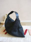 Marc O'Polo raffia tas met lederen details jet black