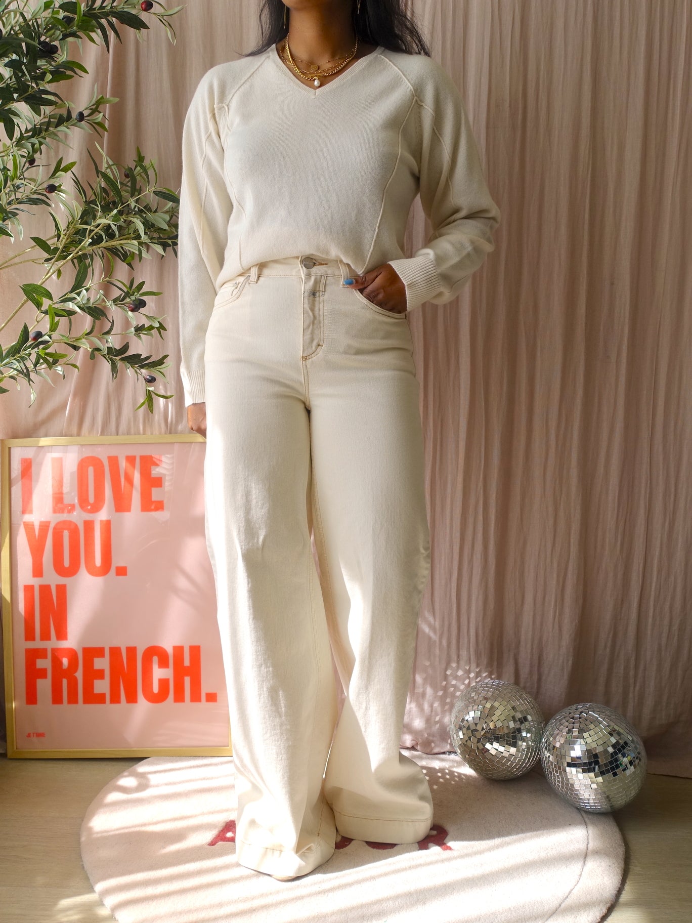 Closed glow-up high waist flared jeans ecru