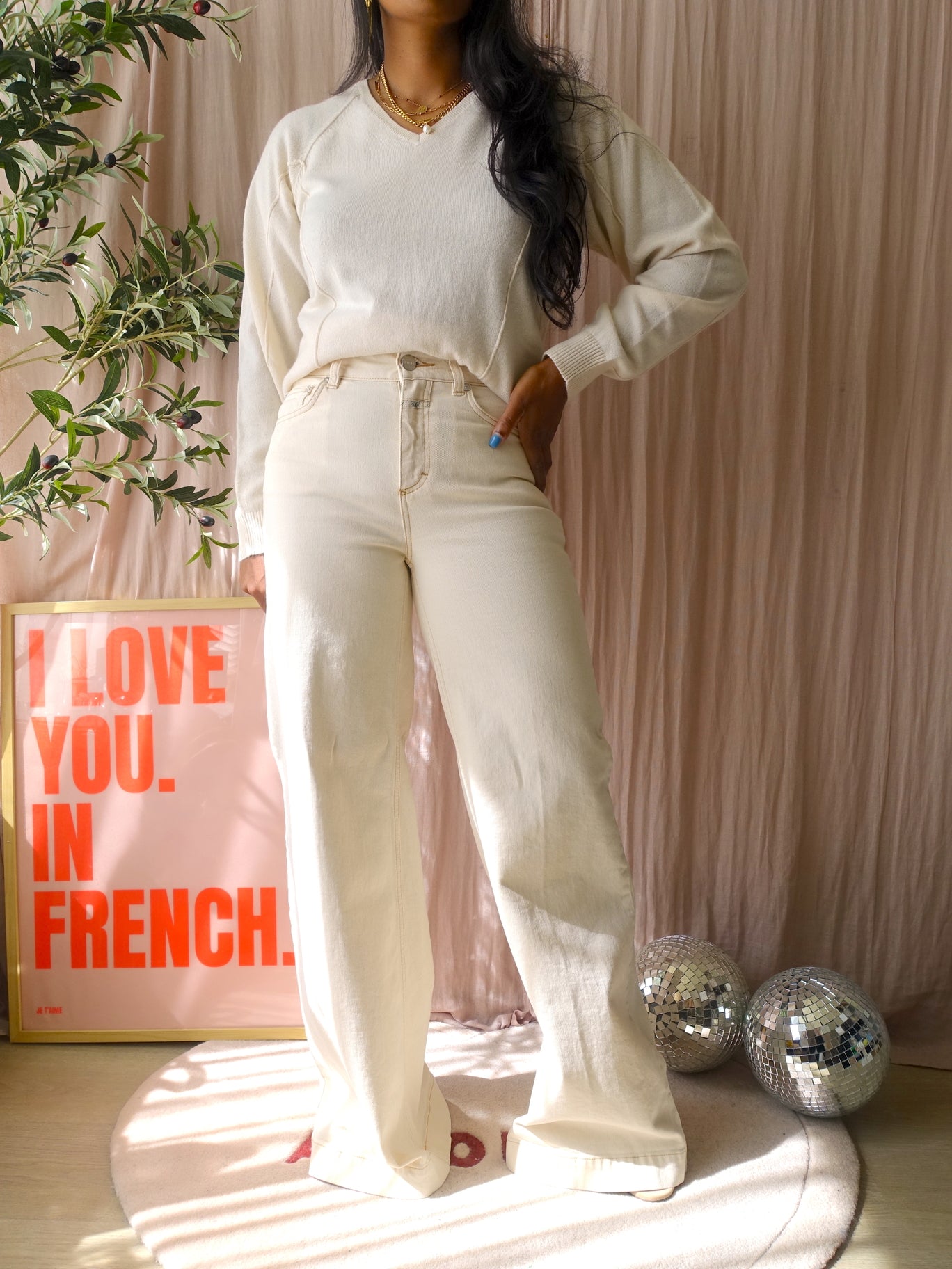 Closed glow-up high waist flared jeans ecru