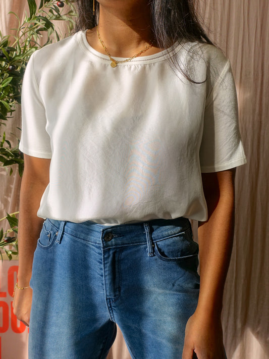 Weekend MaxMara silk mix top snow white