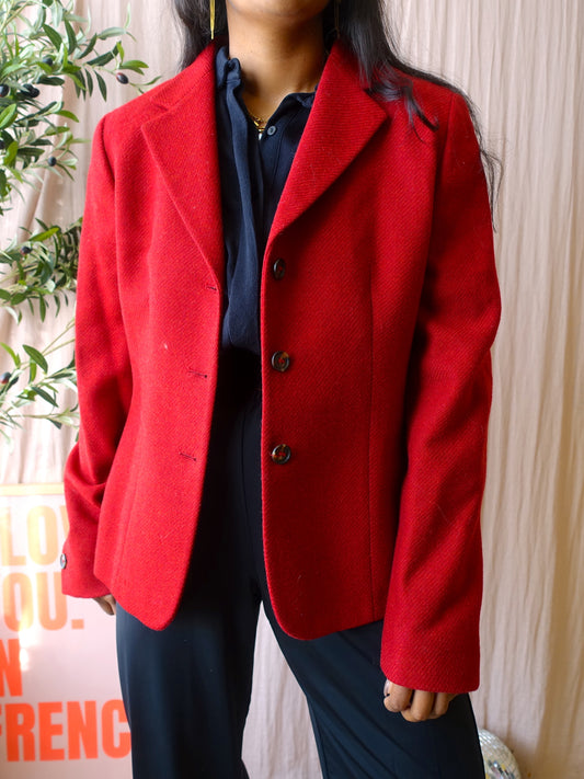 Weekend by Max Mara original vintage virgin wool blazer maroon