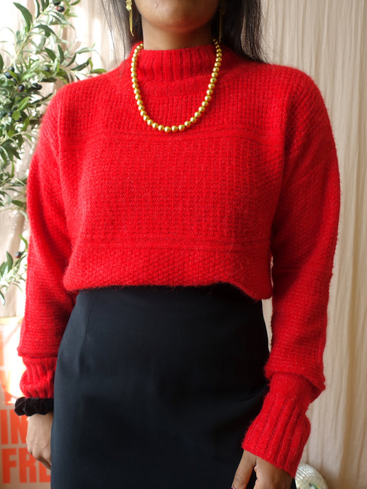 MADELEINE woolmix knit cherry red mêlange