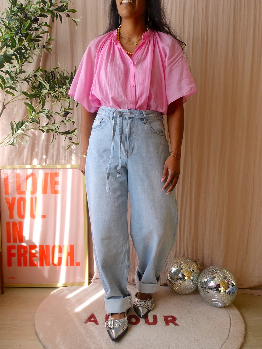 Même Road flowy top bubblegum pink