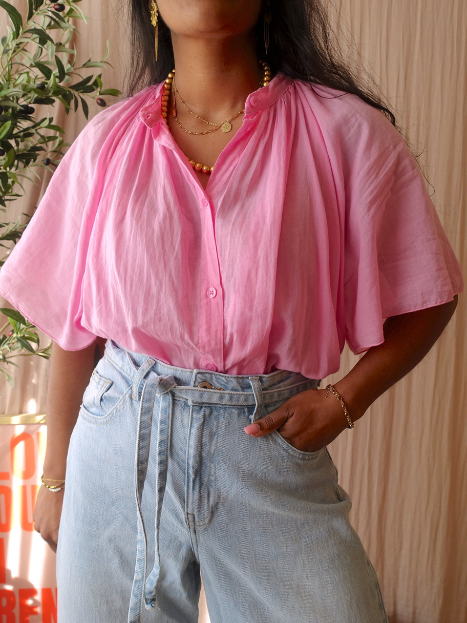 Même Road flowy top bubblegum pink
