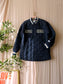 Mercer Amsterdam quilted varsity wool jacket midnight blue