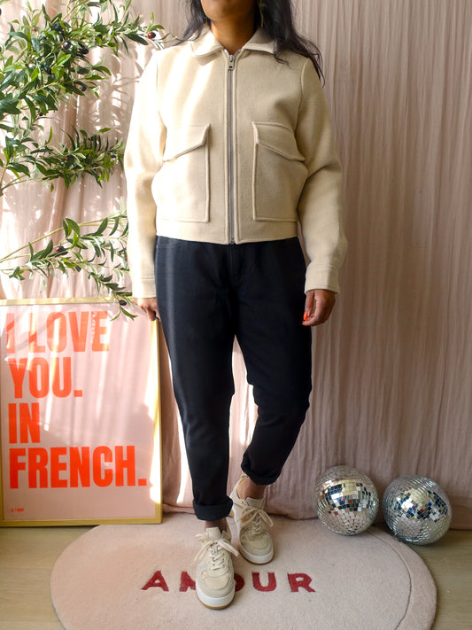 Minus cropped woolmix jacket Freja creme