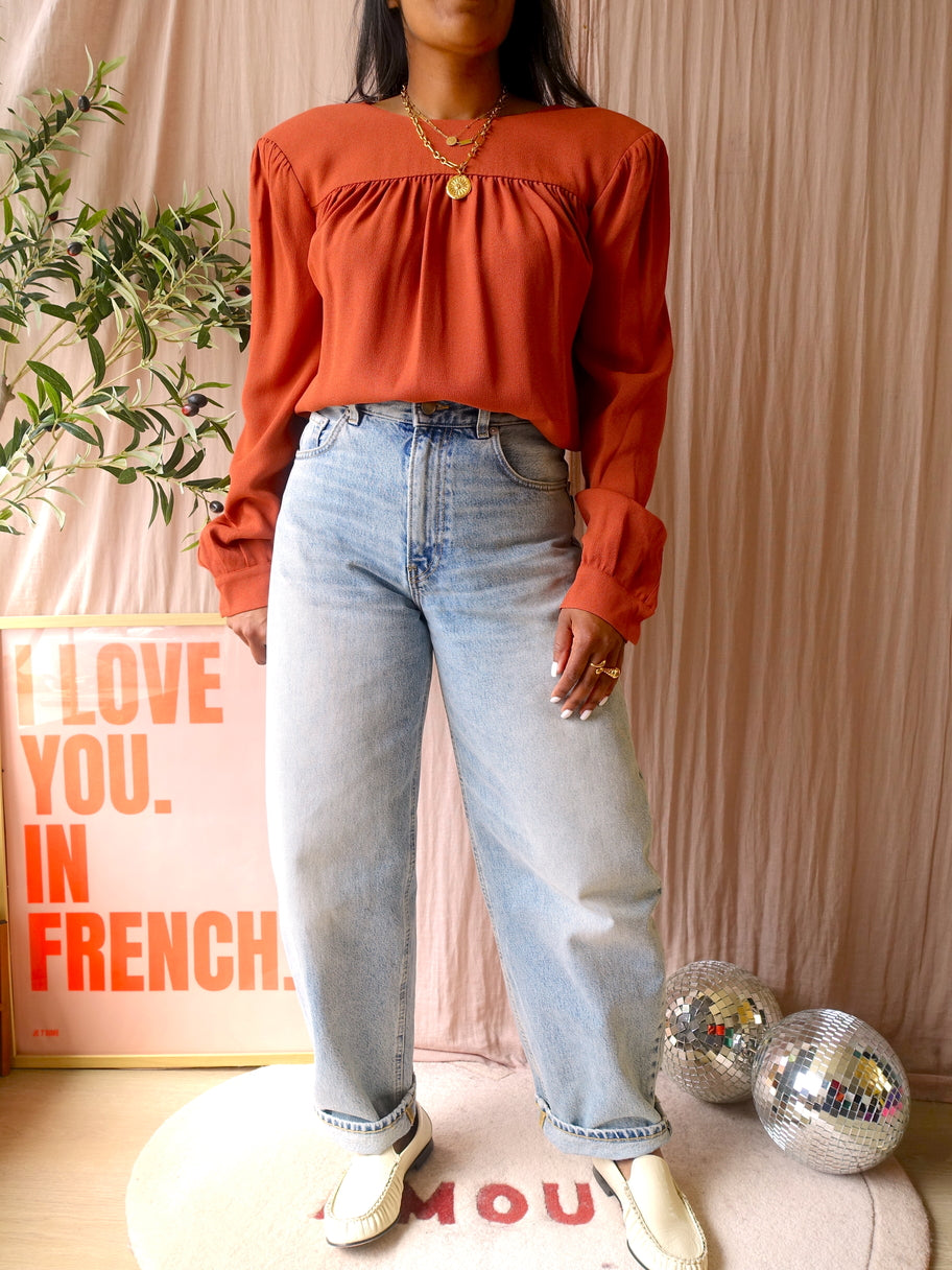 Miu Miu original designer shoulder top terracotta clay
