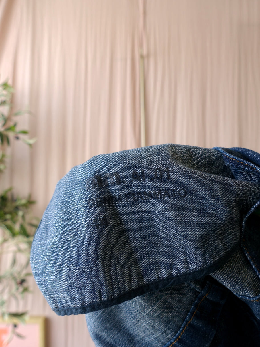 Miu Miu designer vintage denim blazer shirt dark indigo