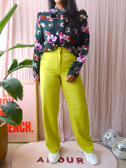 Y.A.S wide leg high rise broek apple green