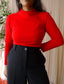 Vanilia mock neck rib top scarlet