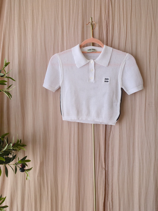 Miu Miu cropped crochet polo wit