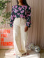 Coco Bella seersucker floral top forrest / pink