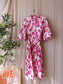 Natan exclusive cotton midi jurk fuchsia / wit