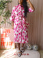 Natan exclusive cotton midi jurk fuchsia / wit