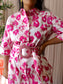 Natan exclusive cotton midi jurk fuchsia / wit
