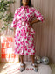 Natan exclusive cotton midi jurk fuchsia / wit