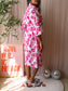 Natan exclusive cotton midi jurk fuchsia / wit
