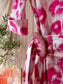 Natan exclusive cotton midi jurk fuchsia / wit
