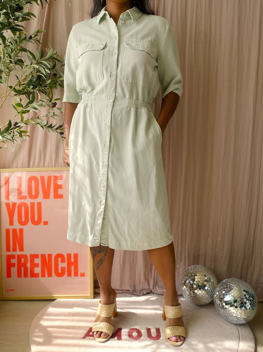Nathalie Vleeschouwer tencel midi jurk pastel green