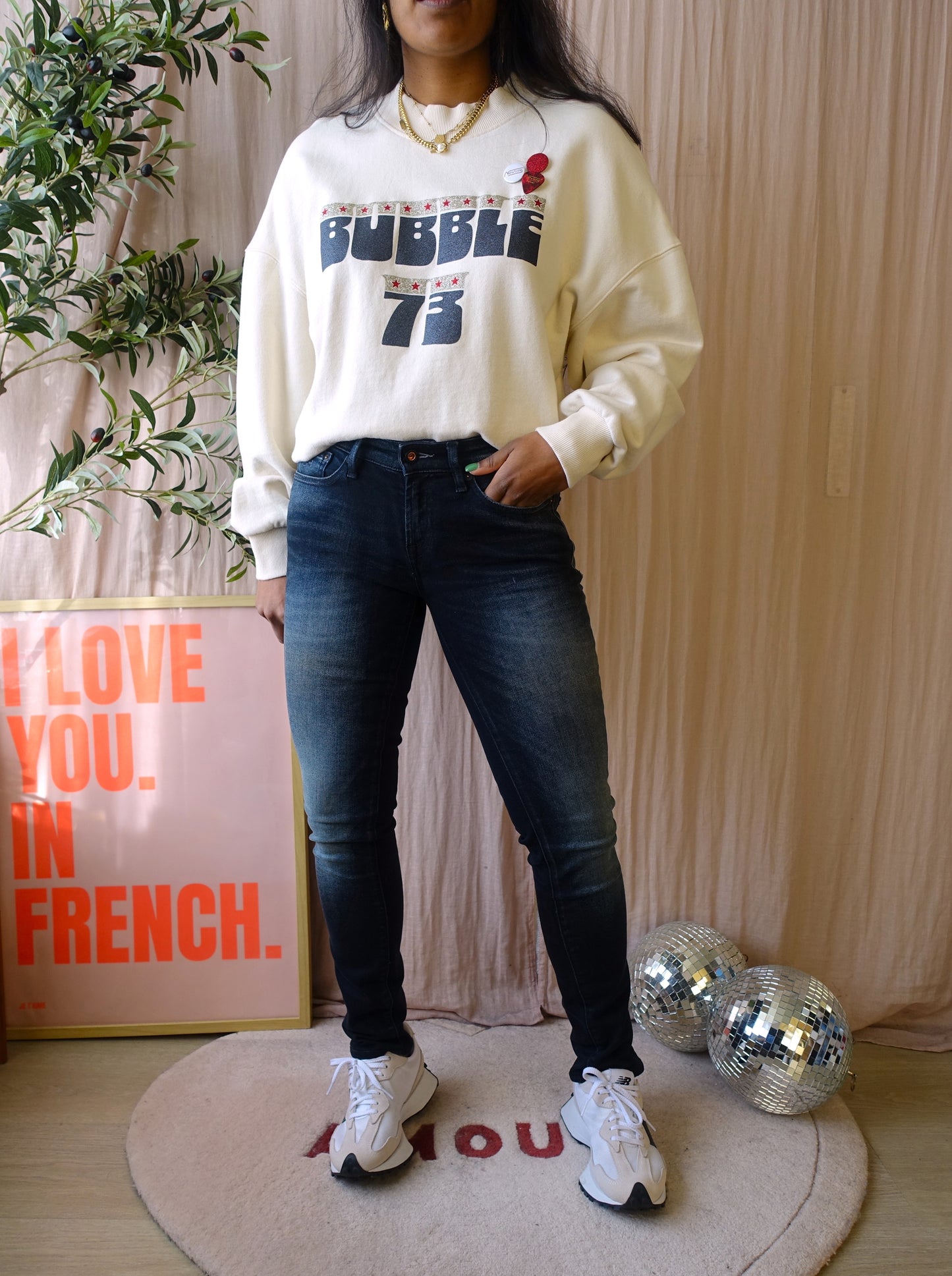 Newtone Porter bubble sweater ecru