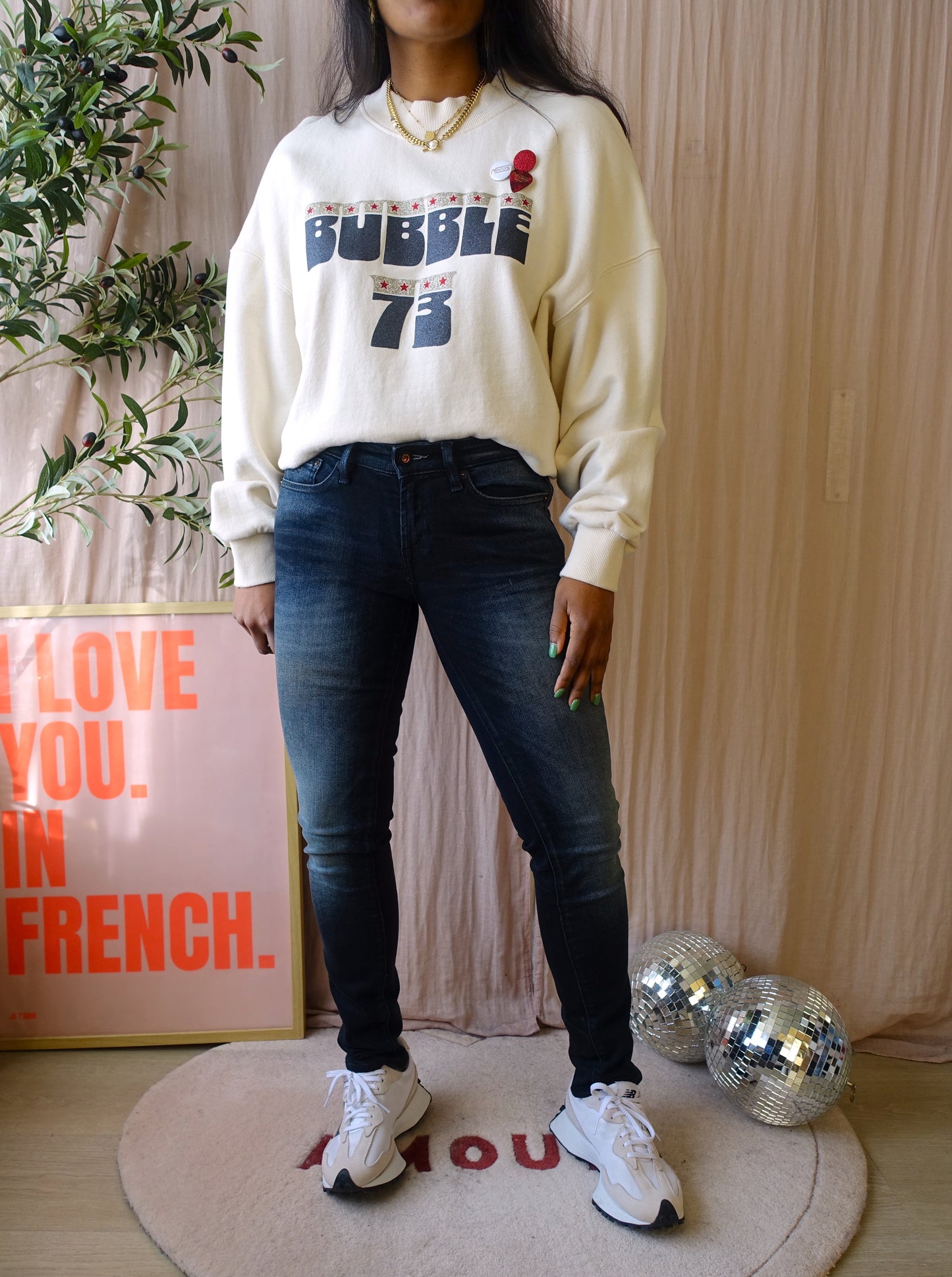 Newtone Porter bubble sweater ecru