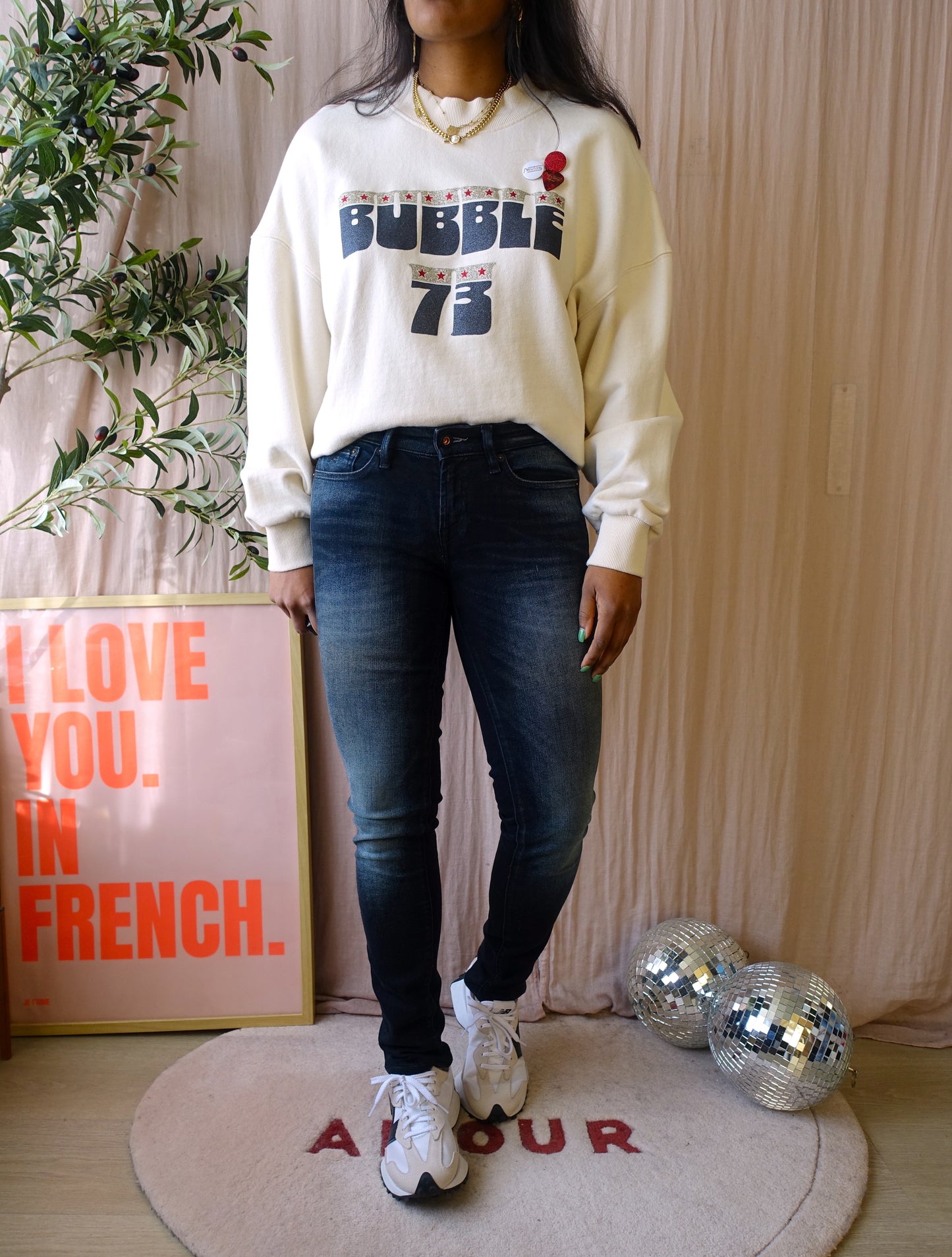 Newtone Porter bubble sweater ecru