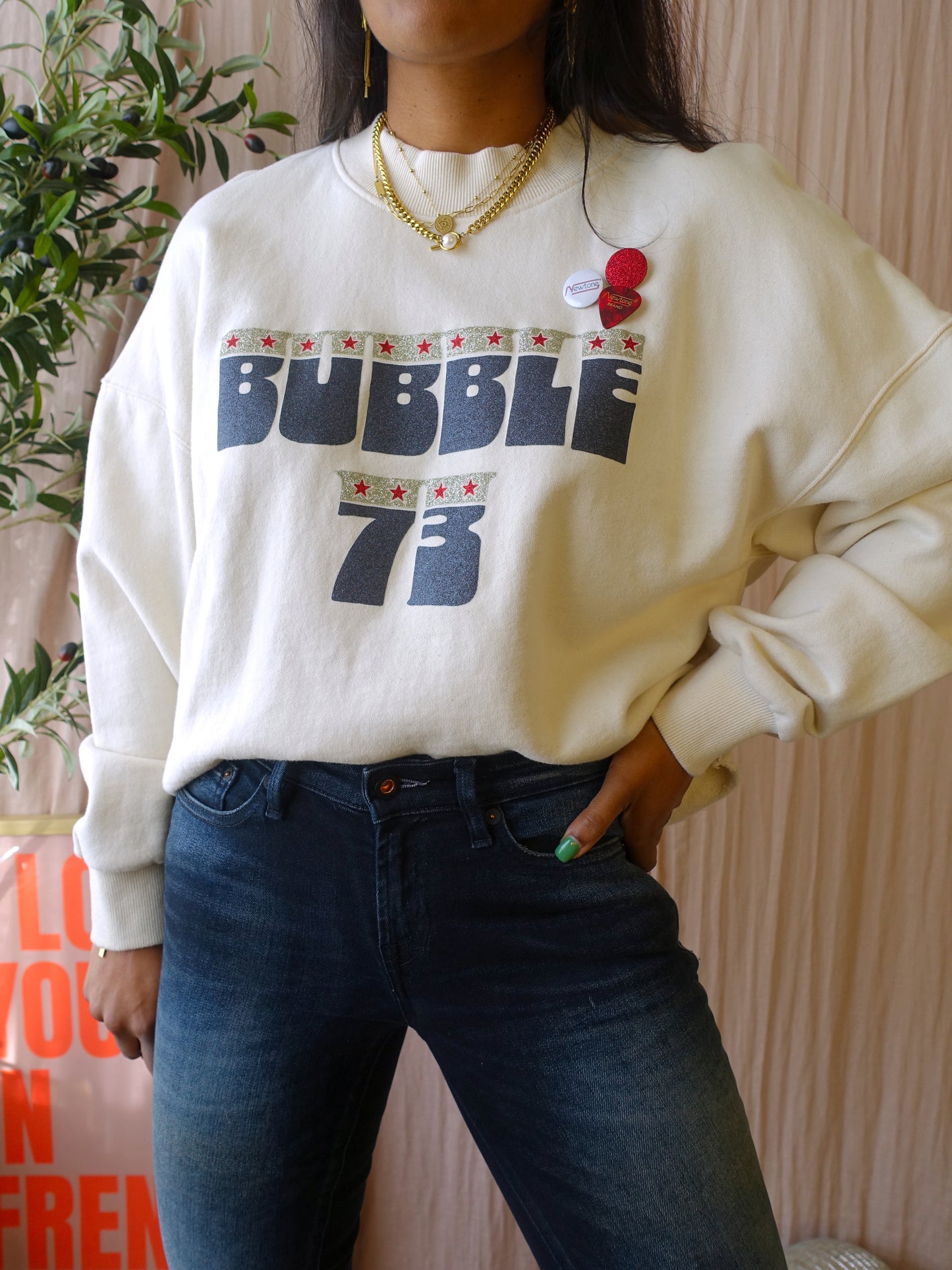 Newtone Porter bubble sweater ecru