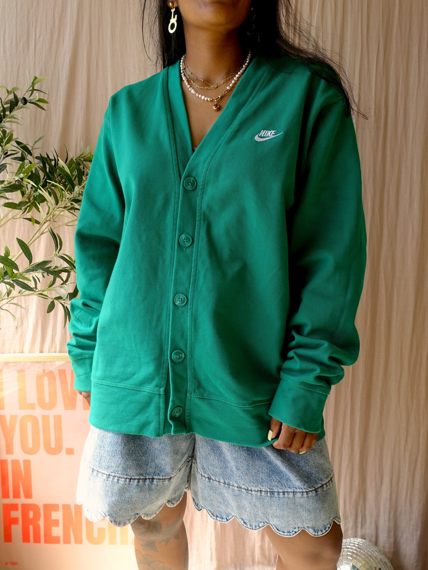 Nike club fairway cardigan tennis court green